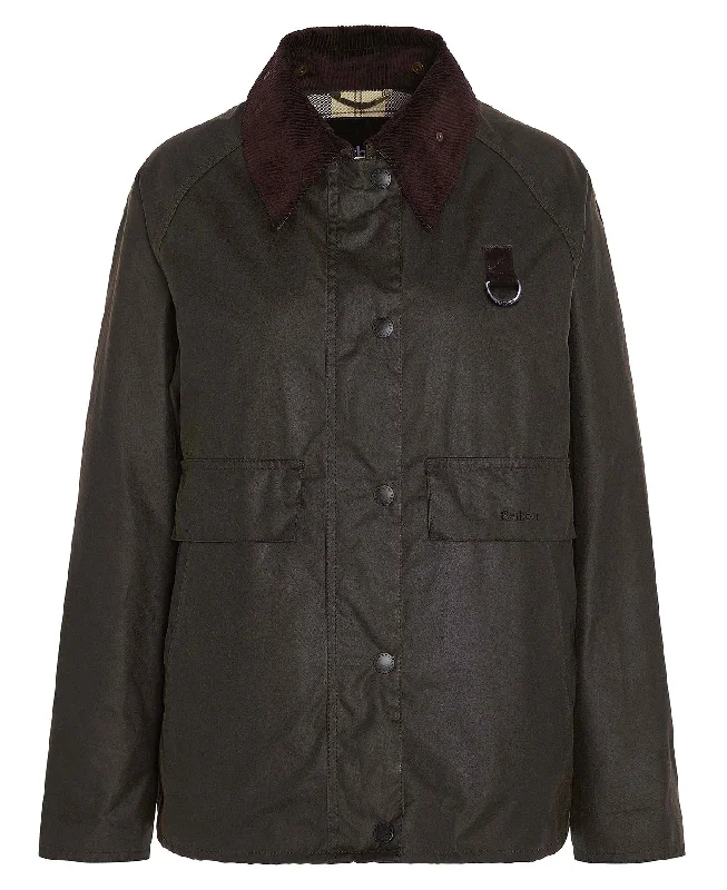 Spey Wax Jacket Olive / Classic Tartan Boat Neck Shawl Collar Notched Collar
