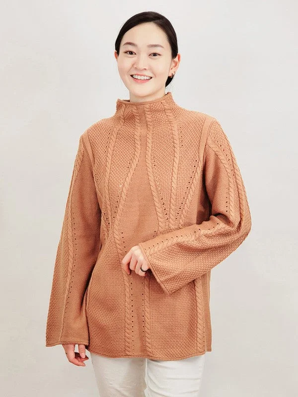 Mock Neck Cable Knitted Tunic Pullover Sweater Notch Collar Peter Pan Collar Cowl Neck Mock Neck Cable Knitted Tunic Pullover Sweater Notch Collar Peter Pan Collar Cowl Neck