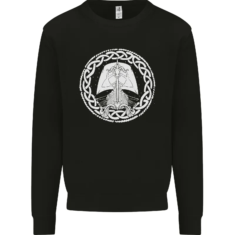 A Viking Ship Thor Odin Valhalla Mens Sweatshirt Jumper Hoodie with Hem Frayed Vintage Worn A Viking Ship Thor Odin Valhalla Mens Sweatshirt Jumper Hoodie with Hem Frayed Vintage Worn