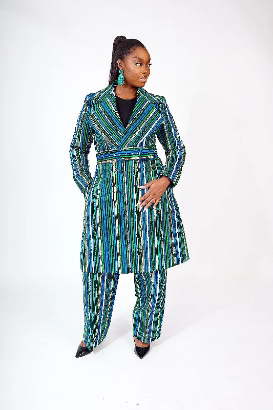 AFRICAN PRINT JOLADE TRENCH JACKET Front Pockets Side Pockets Patch Pockets