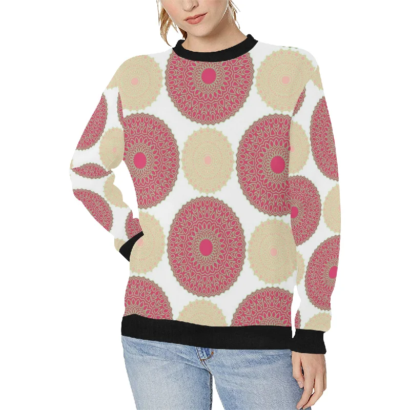 Circle indian pattern Women's Crew Neck Sweatshirt Hoodie with Set-In Sleeves Structured Classic Circle indian pattern Women's Crew Neck Sweatshirt Hoodie with Set-In Sleeves Structured Classic