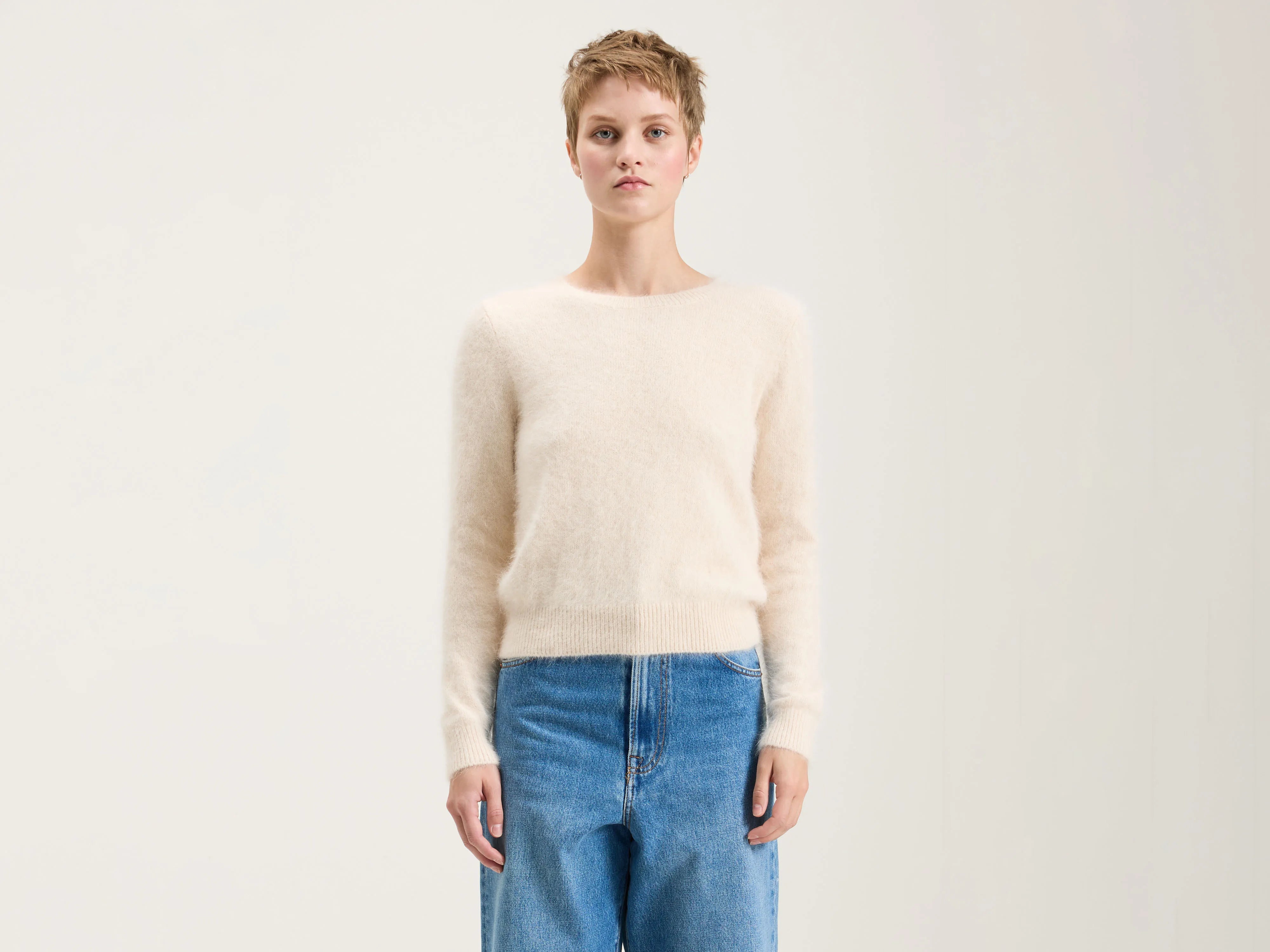 Datti angora-blend sweater (242 / W / PARCHEMIN) Boat Neck Shawl Collar Notched Collar Datti angora-blend sweater (242 / W / PARCHEMIN) Boat Neck Shawl Collar Notched Collar