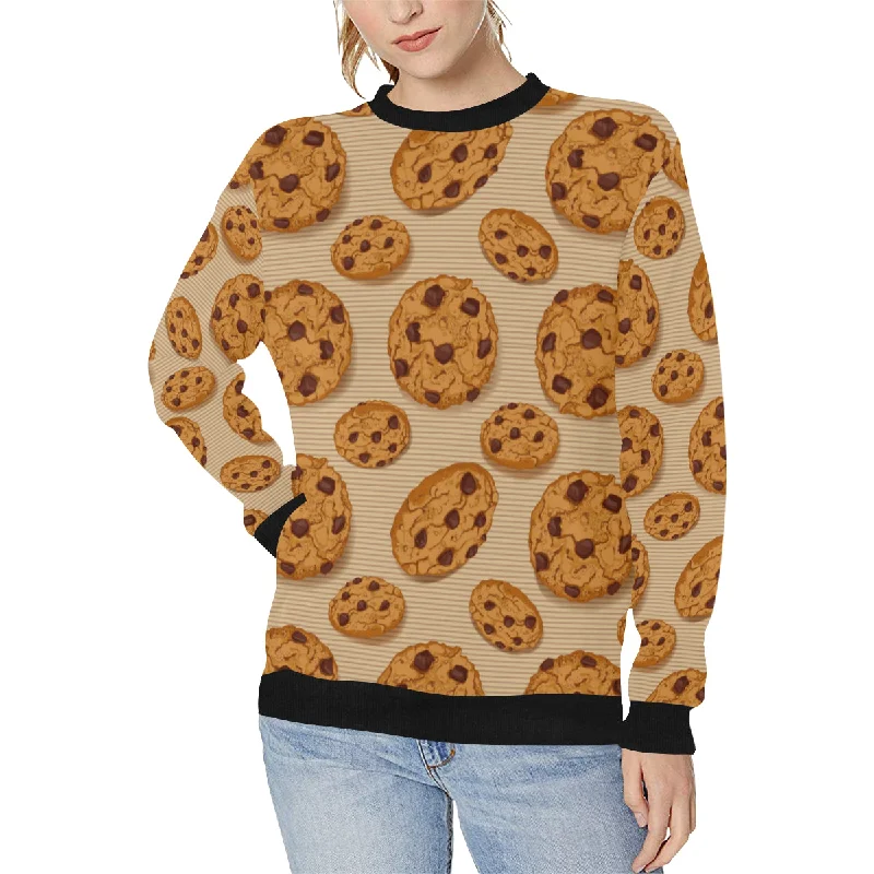 Cookie pattern Women's Crew Neck Sweatshirt Hoodie with Velcro Closure Adjustable Secure Cookie pattern Women's Crew Neck Sweatshirt Hoodie with Velcro Closure Adjustable Secure