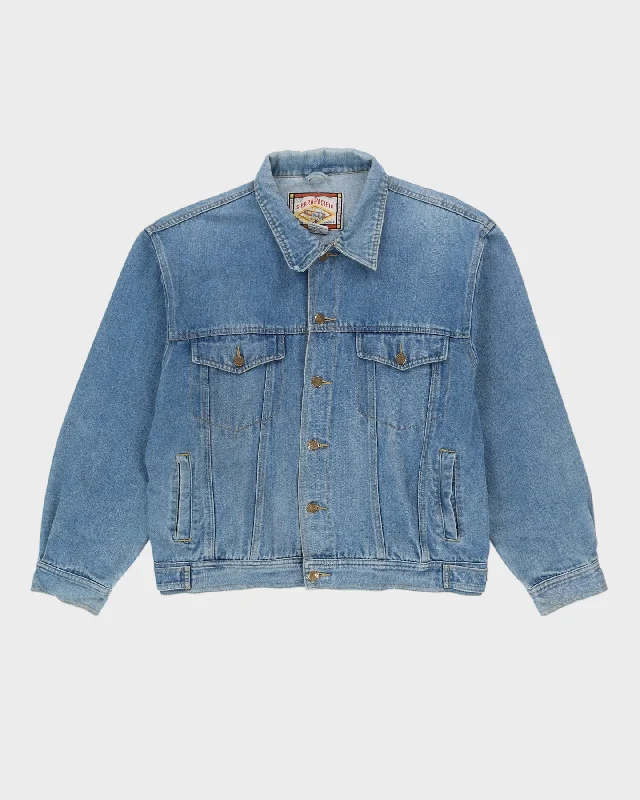 Vintage 1980s Denim Jacket - XL Welt Pockets Slit Pockets Flap Pockets