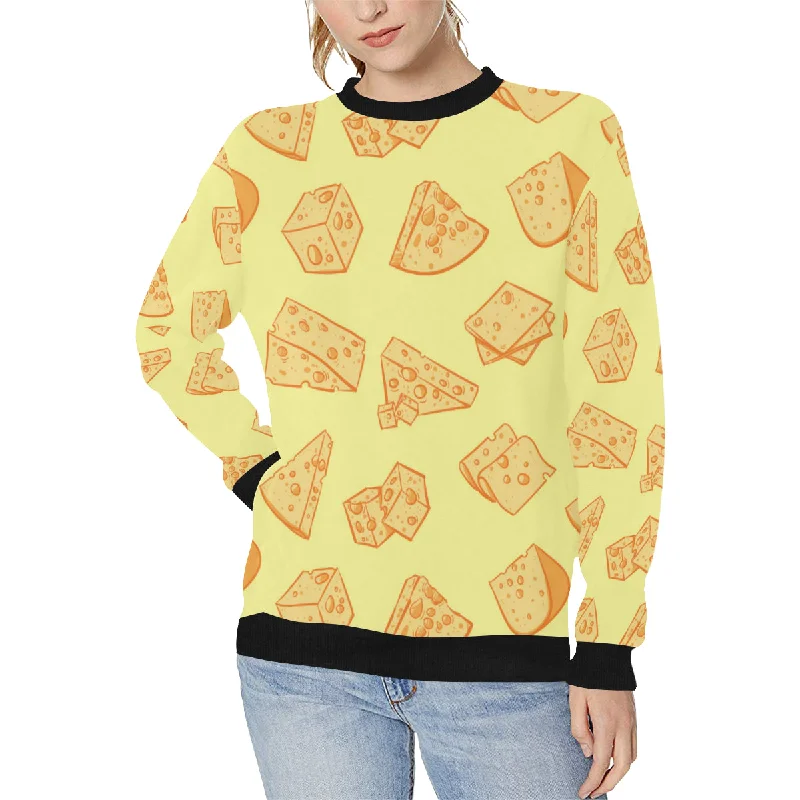 Cheese design pattern Women's Crew Neck Sweatshirt Hoodie with Gradient Ombre Colorful Cheese design pattern Women's Crew Neck Sweatshirt Hoodie with Gradient Ombre Colorful