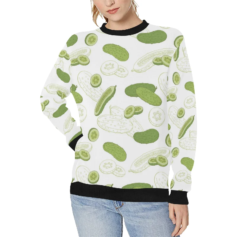 Cucumber sketch pattern Women's Crew Neck Sweatshirt Hoodie with Rhinestones Sparkly Elegant Cucumber sketch pattern Women's Crew Neck Sweatshirt Hoodie with Rhinestones Sparkly Elegant