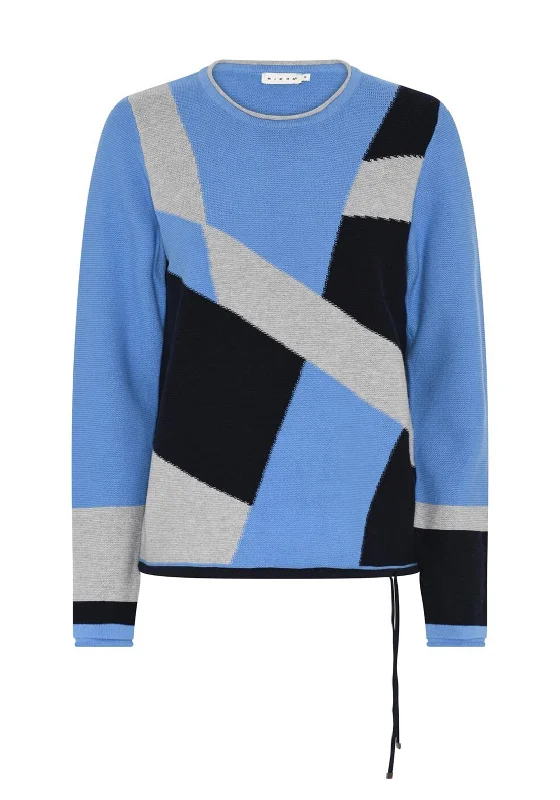 Micha Colour Block Jumper, Blue Multi Sequined Glittery Shiny