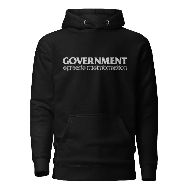Government Spreads Misinformation Embroidered Hoodie Hoodie with Pocket Utility Practical Government Spreads Misinformation Embroidered Hoodie Hoodie with Pocket Utility Practical