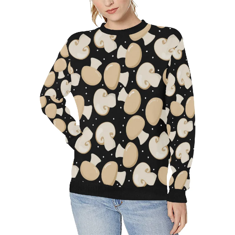 Champignon mushroom pattern Women's Crew Neck Sweatshirt Hoodie with Raw Hem Edgy Unfinished Champignon mushroom pattern Women's Crew Neck Sweatshirt Hoodie with Raw Hem Edgy Unfinished