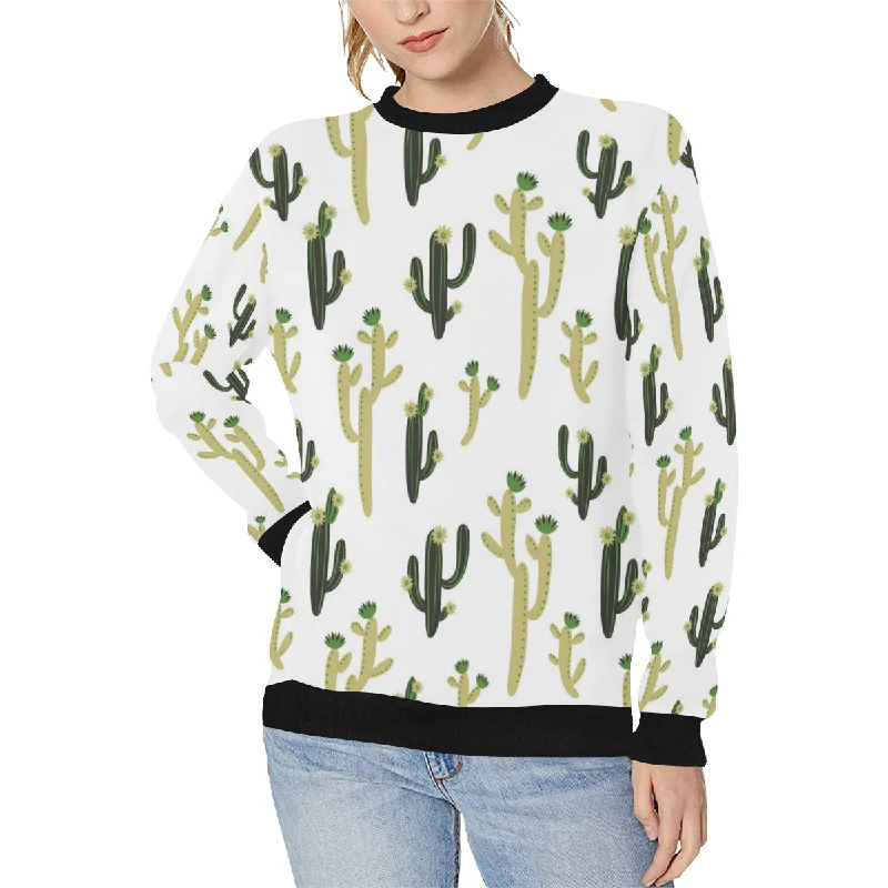 Cute cactus pattern Women's Crew Neck Sweatshirt Hoodie with Snap Buttons Easy Quick Cute cactus pattern Women's Crew Neck Sweatshirt Hoodie with Snap Buttons Easy Quick