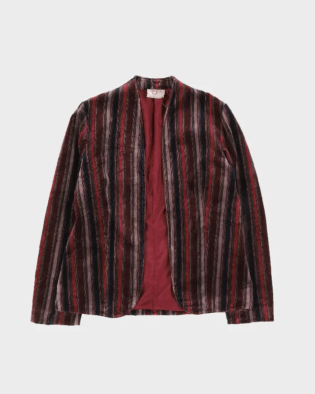 Vintage 1970s Maroon Striped Velvet Jacket - S Belted Jacket Elasticated Jacket Padded Jacket Vintage 1970s Maroon Striped Velvet Jacket - S Belted Jacket Elasticated Jacket Padded Jacket