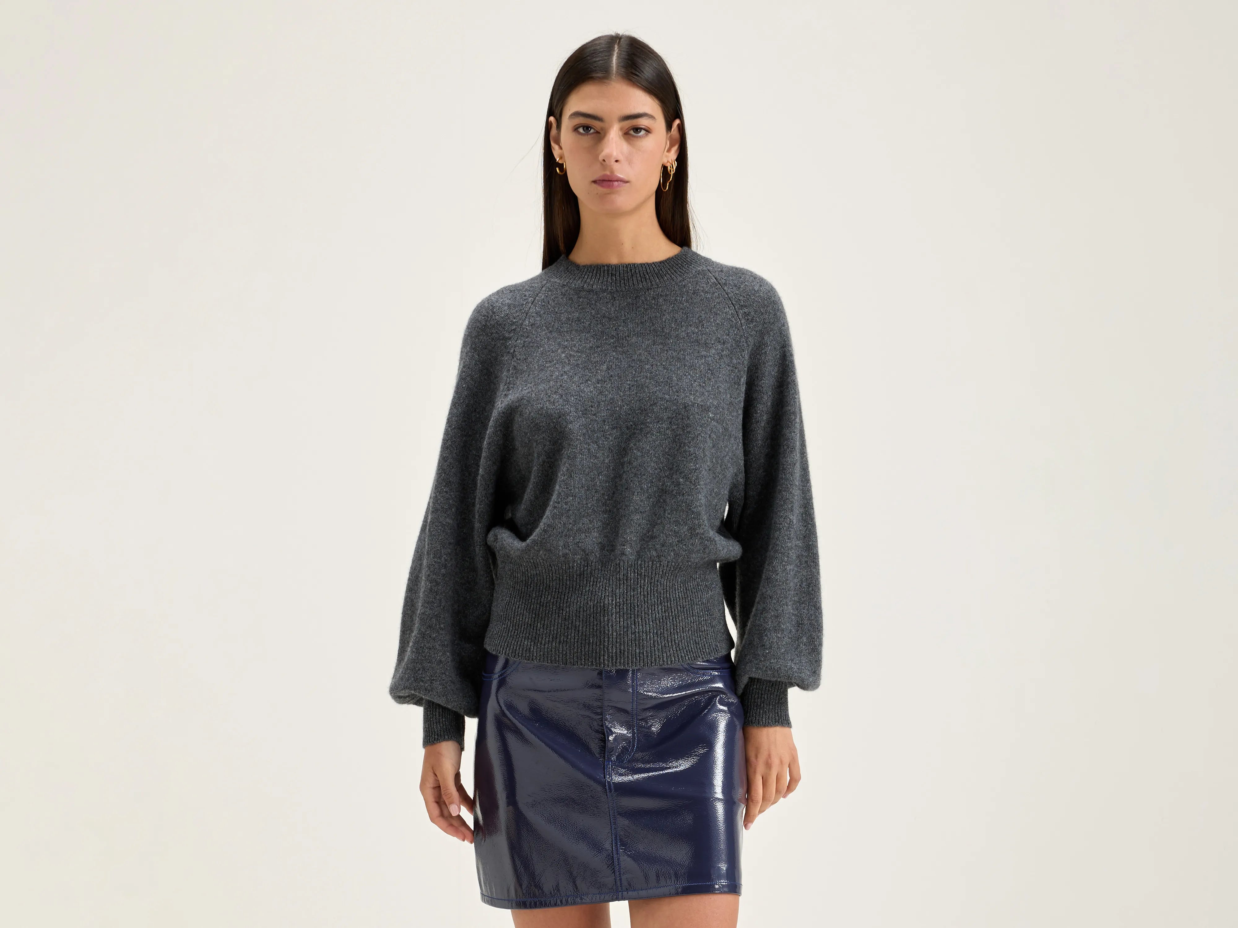 Ganto crew-neck sweater (242 / W / MID GREY) Knit Fabric Woven Fabric Fleece Fabric