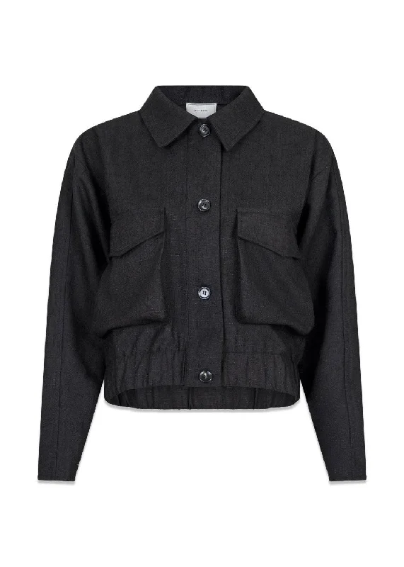 Tink Structure Jacket - Black Rayon Fabric Velvet Fabric Corduroy Fabric