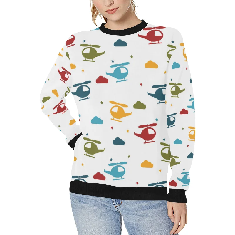 Colorful helicopter pattern Women's Crew Neck Sweatshirt Hoodie with Belted Waist Structured Tailored Colorful helicopter pattern Women's Crew Neck Sweatshirt Hoodie with Belted Waist Structured Tailored
