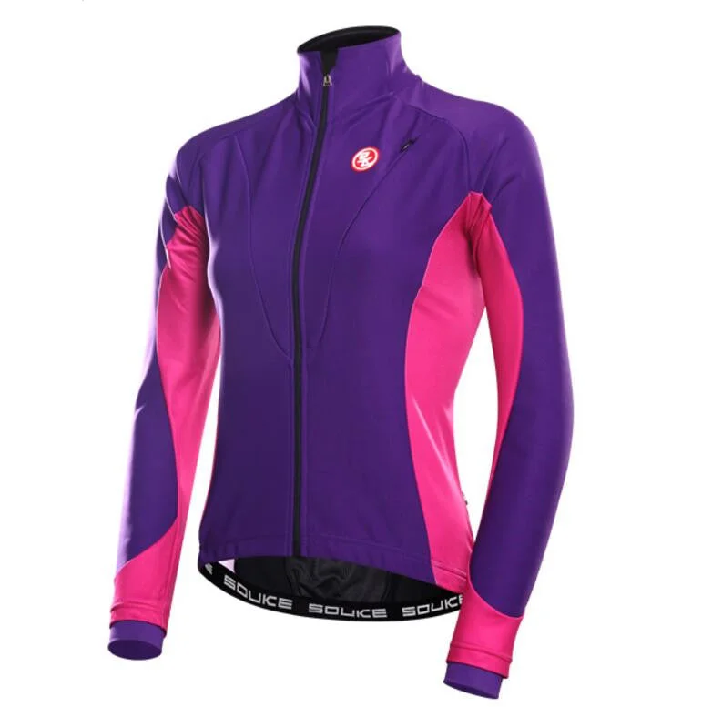 Purple Rose Women Long Sleeve Cycling Jacket Bomber Jacket Anorak Windbreaker