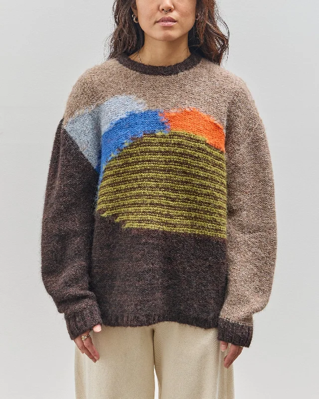 Brain Dead Boxy Knit Sweater, Brown Bright Pastel Dark