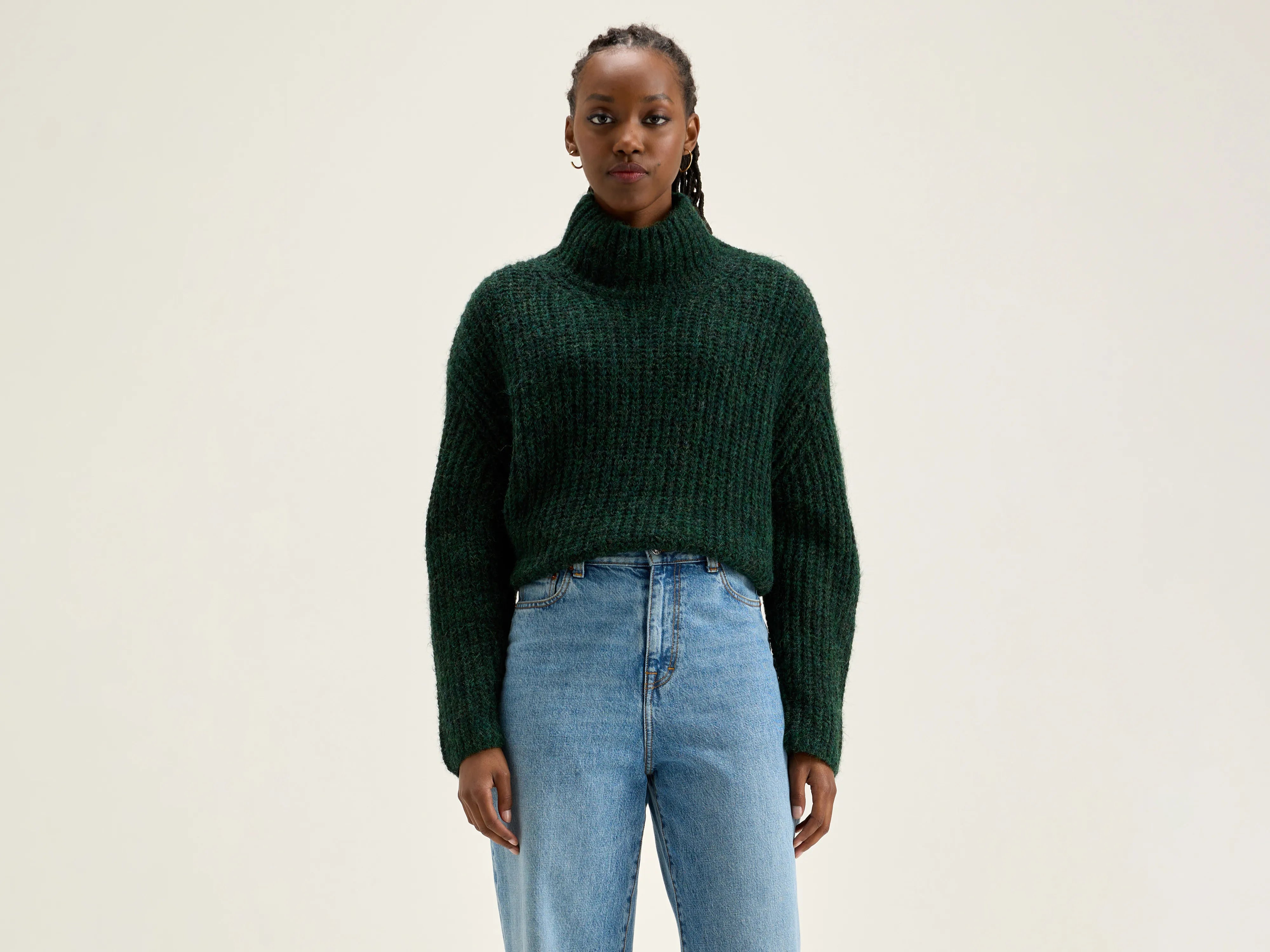 Gap funnel-neck sweater (242 / W / HUNTER) Lace Blend Ribbed Blend Corduroy Blend