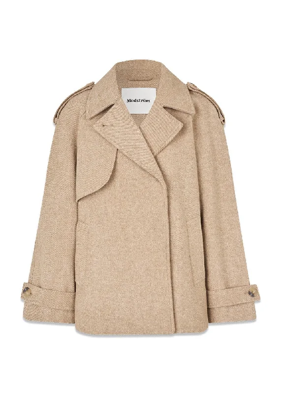 EsmundMD twill jacket - Beige Twill Melange One-Shoulder Jacket Off-the-Shoulder Jacket Asymmetrical Jacket EsmundMD twill jacket - Beige Twill Melange One-Shoulder Jacket Off-the-Shoulder Jacket Asymmetrical Jacket