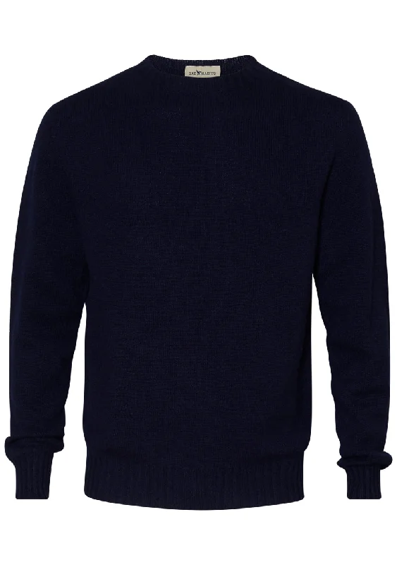 Navy Crewneck Cashmere Sweater Terry Blend Velvet Blend Canvas Blend