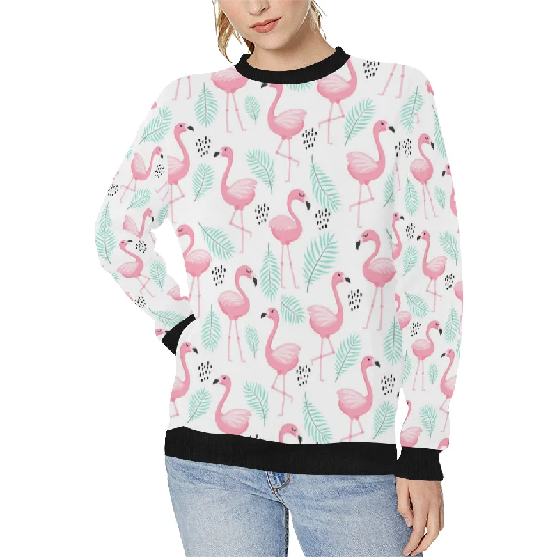 Cute flamingo pattern Women's Crew Neck Sweatshirt Hoodie with Lace Feminine Delicate Cute flamingo pattern Women's Crew Neck Sweatshirt Hoodie with Lace Feminine Delicate