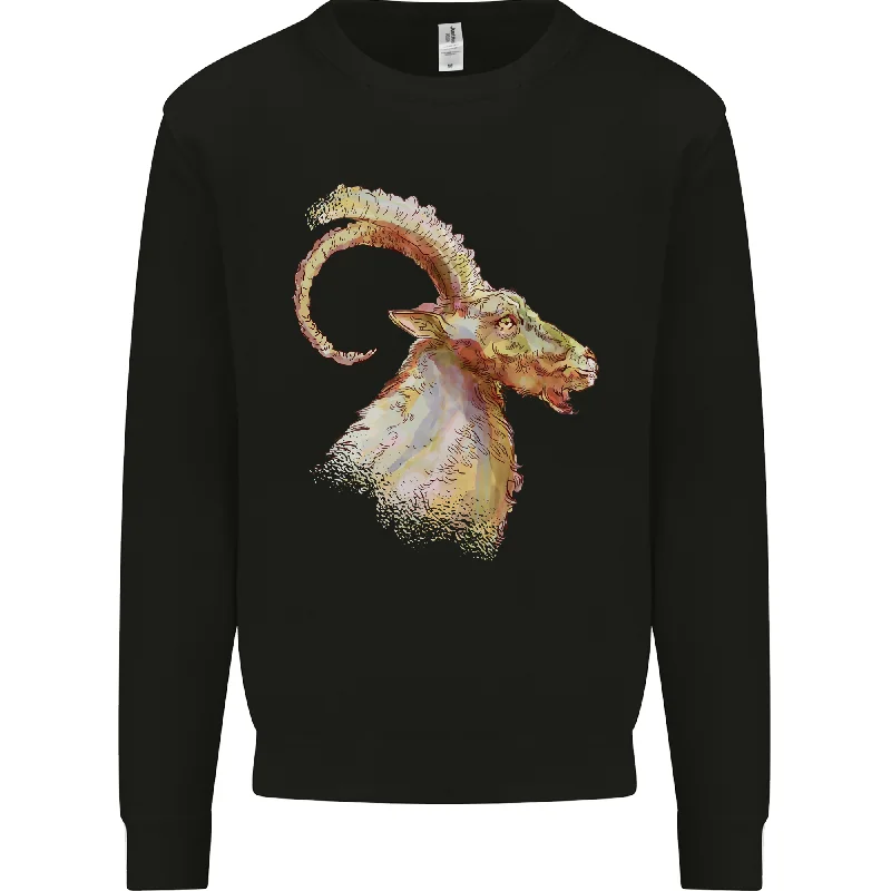 A Watercolour Goat Farming Mens Sweatshirt Jumper Hoodie with Bell Sleeves Flared Feminine A Watercolour Goat Farming Mens Sweatshirt Jumper Hoodie with Bell Sleeves Flared Feminine