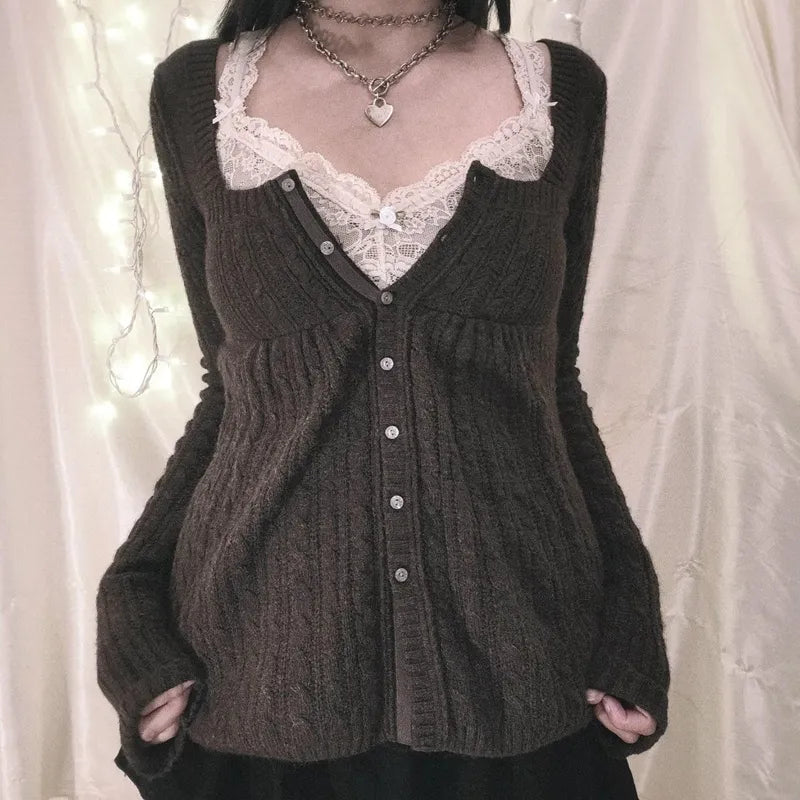 Wjczt Coquette Grunge Y2K 00s Vintage Sweater Single Breasted Long Sleeve Cardigan 00s Aesthetic Kawaii Knitwear T-shirt Women Clothes Terry Blend Velvet Blend Canvas Blend Wjczt Coquette Grunge Y2K 00s Vintage Sweater Single Breasted Long Sleeve Cardigan 00s Aesthetic Kawaii Knitwear T-shirt Women Clothes Terry Blend Velvet Blend Canvas Blend