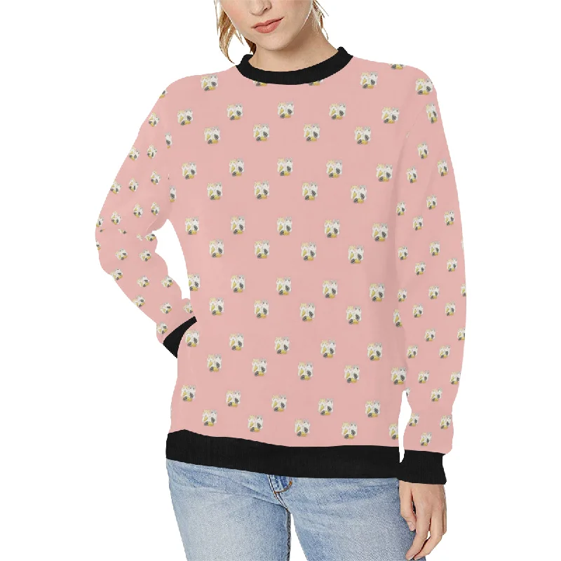 Cute hamster cheese pattern pink background Women's Crew Neck Sweatshirt Hoodie with Hem Elastic Stretchable Comfortable Cute hamster cheese pattern pink background Women's Crew Neck Sweatshirt Hoodie with Hem Elastic Stretchable Comfortable