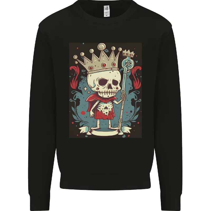 A Vintage Style Skeleton Retro King Skull Mens Sweatshirt Jumper Hoodie with Toggle Buttons Decorative Unique A Vintage Style Skeleton Retro King Skull Mens Sweatshirt Jumper Hoodie with Toggle Buttons Decorative Unique