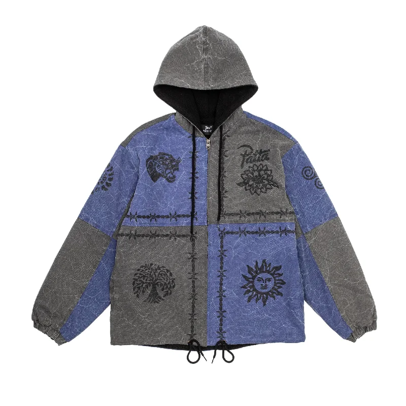 Patta Mens Symbols Zip Hooded Jacket Tailored Jacket Straight Jacket A-Line Jacket