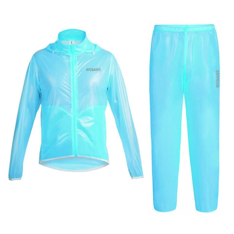 WOSAWE Waterproof Windproof Blue Cycling Rain Coats Jackets Set Cardigan Sweater Pullover WOSAWE Waterproof Windproof Blue Cycling Rain Coats Jackets Set Cardigan Sweater Pullover