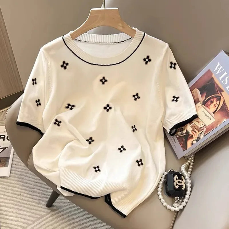 Wjczt Short Sleeve Knitted Sweaters & Jumpers Summer Women's Korean Fashion Thin Knit Pullovers Casual Knitwear Tops Female Clothing Mesh Blend Leather Blend Suede Blend Wjczt Short Sleeve Knitted Sweaters & Jumpers Summer Women's Korean Fashion Thin Knit Pullovers Casual Knitwear Tops Female Clothing Mesh Blend Leather Blend Suede Blend