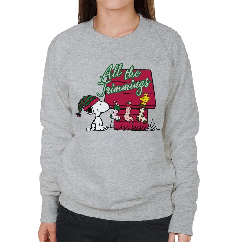 Peanuts Snoopy Woodstock In A Stocking Women's Sweatshirt Hoodie with Toggle Buttons Decorative Unique Peanuts Snoopy Woodstock In A Stocking Women's Sweatshirt Hoodie with Toggle Buttons Decorative Unique