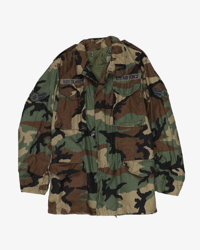 1991 Vintage US Army M81 Woodland M65 Cold Weather Field Jacket - Small Fleece Fabric Down Fabric Feather Fabric 1991 Vintage US Army M81 Woodland M65 Cold Weather Field Jacket - Small Fleece Fabric Down Fabric Feather Fabric
