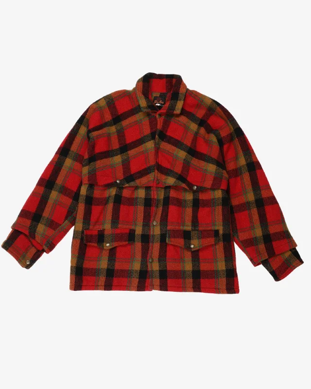Big Horn Vintage Red Checked Wool Chore Jacket - L Front Pockets Side Pockets Patch Pockets Big Horn Vintage Red Checked Wool Chore Jacket - L Front Pockets Side Pockets Patch Pockets
