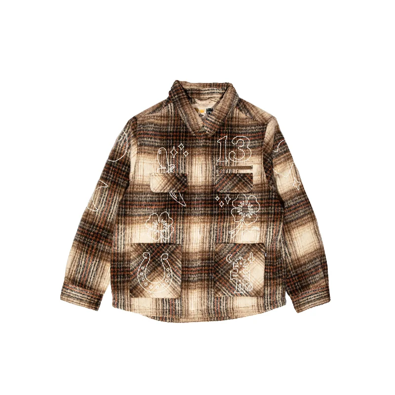 Patta Mens Lucky Charm Shirt Jacket 'Lucky Check' Herringbone Jacket Houndstooth Jacket Plaid Jacket Patta Mens Lucky Charm Shirt Jacket 'Lucky Check' Herringbone Jacket Houndstooth Jacket Plaid Jacket