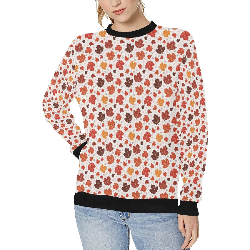 Colorful Maple Leaf pattern Women's Crew Neck Sweatshirt Hoodie with Mesh Breathable Sporty Colorful Maple Leaf pattern Women's Crew Neck Sweatshirt Hoodie with Mesh Breathable Sporty