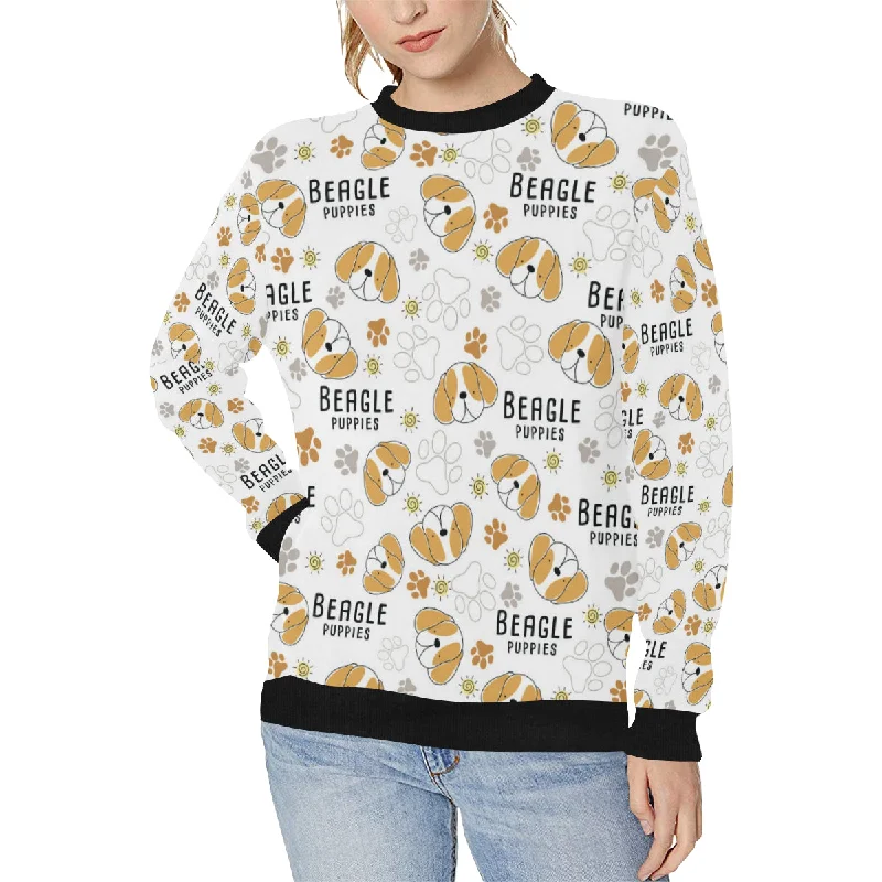 Cute beagle dog pattern background Women's Crew Neck Sweatshirt Hoodie with Hem Detail Decorative Unique Cute beagle dog pattern background Women's Crew Neck Sweatshirt Hoodie with Hem Detail Decorative Unique