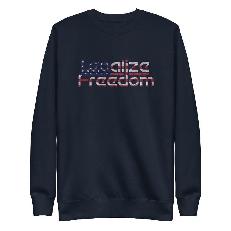 Legalize Freedom Embroidered Crewneck Sweatshirt Hoodie with Bell Sleeves Flared Feminine Legalize Freedom Embroidered Crewneck Sweatshirt Hoodie with Bell Sleeves Flared Feminine