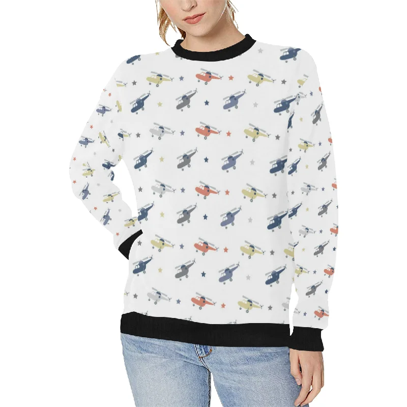 Cute helicopter star pattern Women's Crew Neck Sweatshirt Hoodie with Hem Lace Feminine Delicate Cute helicopter star pattern Women's Crew Neck Sweatshirt Hoodie with Hem Lace Feminine Delicate