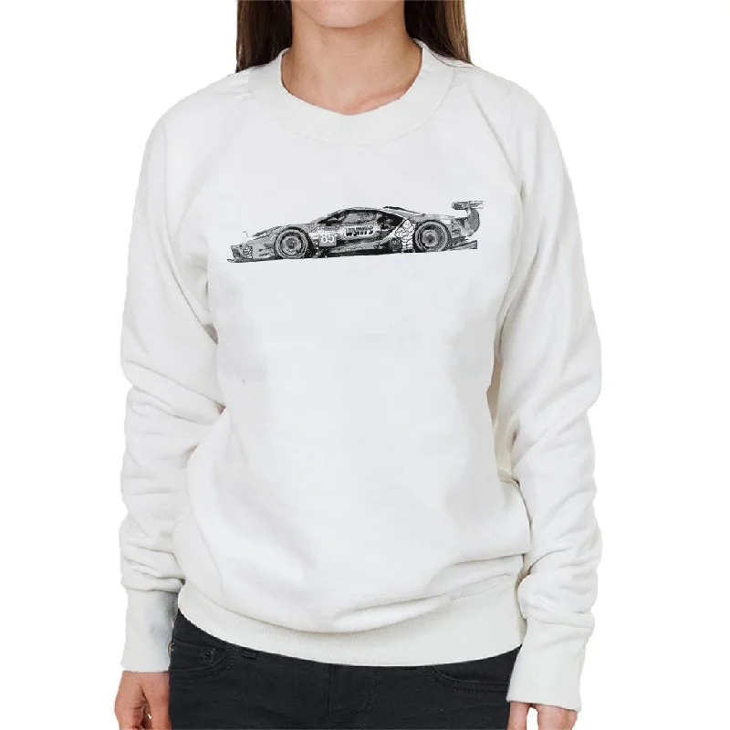 Motorsport Images Ford GT Priaulx Tincknell Women's Sweatshirt Hoodie with Tied Waist Feminine Flattering Motorsport Images Ford GT Priaulx Tincknell Women's Sweatshirt Hoodie with Tied Waist Feminine Flattering