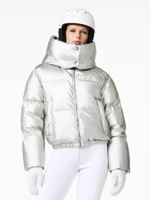 Oceane Metallic Down Ski Jacket Zippered Jacket Buttoned Jacket Snapped Jacket