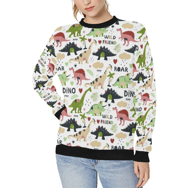 Cute dinosaurs pattern Women's Crew Neck Sweatshirt Hoodie with V-Neck Classic Versatile Cute dinosaurs pattern Women's Crew Neck Sweatshirt Hoodie with V-Neck Classic Versatile