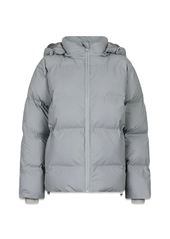 Fox C Puffer Jacket - Light Grey Tailored Jacket Straight Jacket A-Line Jacket