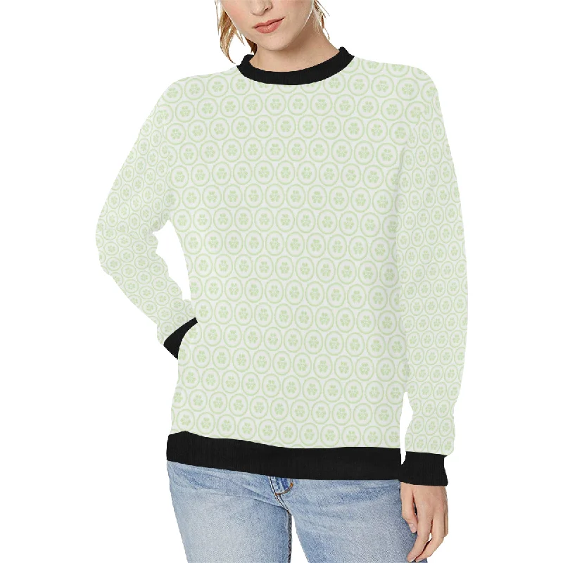 Cucumber pattern background Women's Crew Neck Sweatshirt Hoodie with Raw Hem Edgy Unfinished Cucumber pattern background Women's Crew Neck Sweatshirt Hoodie with Raw Hem Edgy Unfinished