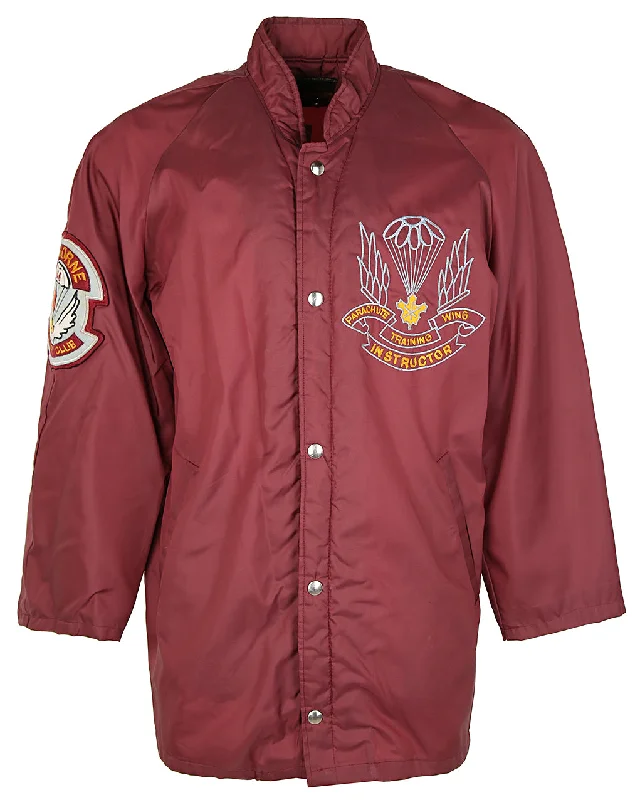 1970s Burgundy Canadian Parachute Trainer Athletic Jacket - M Chenille Jacket Brocade Jacket Lace Jacket 1970s Burgundy Canadian Parachute Trainer Athletic Jacket - M Chenille Jacket Brocade Jacket Lace Jacket