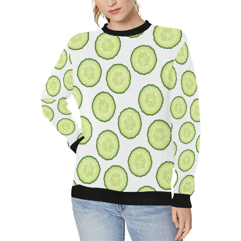 Cucumber slices pattern Women's Crew Neck Sweatshirt Hoodie with Stripes Bold Sporty Cucumber slices pattern Women's Crew Neck Sweatshirt Hoodie with Stripes Bold Sporty