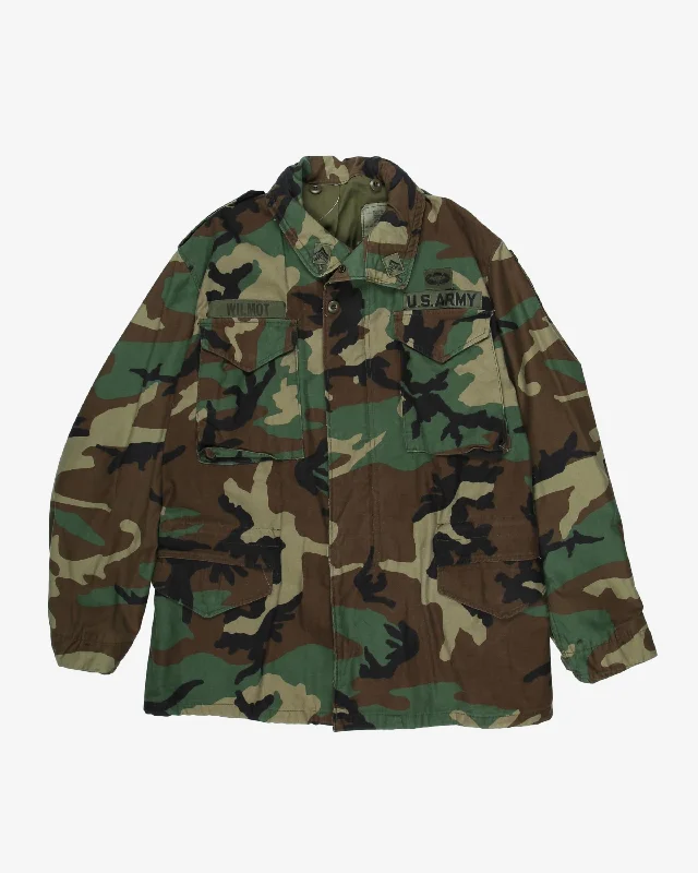 1996 Vintage US Army PSYOPS Patched M81 Woodland Camouflage M65 Field Jacket - Medium / Long Oversized Jacket Tailored Jacket Straight Jacket 1996 Vintage US Army PSYOPS Patched M81 Woodland Camouflage M65 Field Jacket - Medium / Long Oversized Jacket Tailored Jacket Straight Jacket