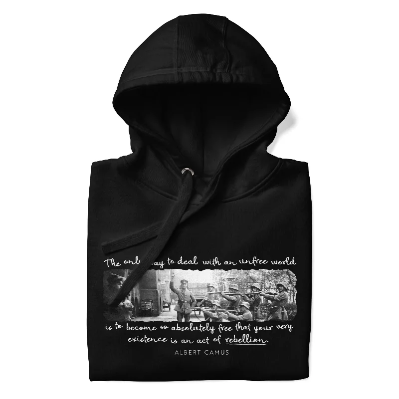 Albert Camus The Only Way to Deal with an Unfree World Unisex Hoodie Hoodie with Drop Shoulder Relaxed Streetwear Albert Camus The Only Way to Deal with an Unfree World Unisex Hoodie Hoodie with Drop Shoulder Relaxed Streetwear