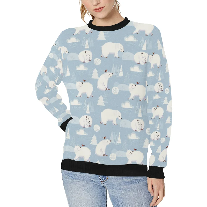 Cute polar bears Christmas decoration pattern Women's Crew Neck Sweatshirt Hooded Sweatshirt Casual Wear Street Style Cute polar bears Christmas decoration pattern Women's Crew Neck Sweatshirt Hooded Sweatshirt Casual Wear Street Style
