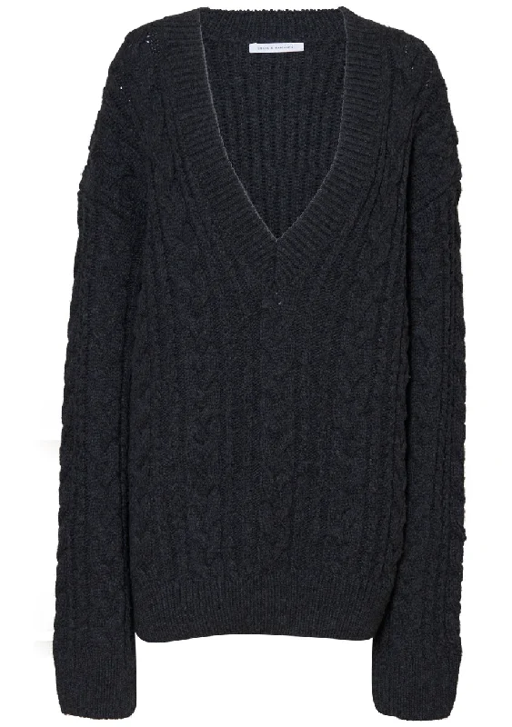 Alia Jumper Charcoal Grey Velvet Chenille Corduroy